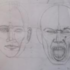 Le dessin de la tête et les expressions du visage avec modèle vivant en extérieur
