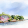 Apprendre à dessiner et peindre la fameuse maison Rose, vue d' Arradon ( Morbihan)