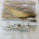 Croquis d'aquarelle en extérieur '' Les bords du Bassin  ''