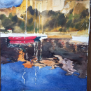 Aquarelle bastia vieux port 18 x 28