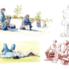 Les personnages dans mon carnet de voyage