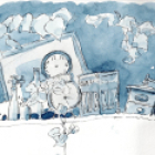 Objets à l'aquarelle monochrome
