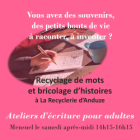 Cycle d'ateliers d'écriture à la recyclerie d'anduze