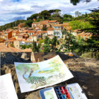 Bormes-les-mimosas- village - initiation au carnet de voyage