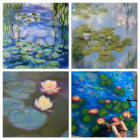 Les nymphéas de monet en technique mixte (acrylique & pastel à l'huile)